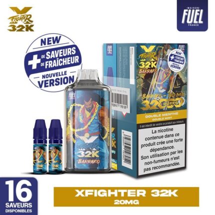 Fighter X 32K 20mg avec batterie 1000 mAh et 2 fioles de 10 ml incluses.