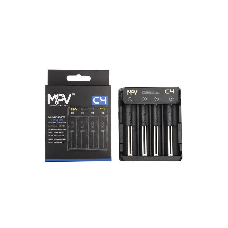 hargeur compact 115x95x30mm 94g accus Li-Ion 10440-26700 4 LEDs 0.5A slot USB-C