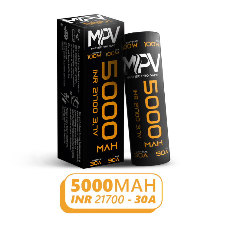 Ultra High Drain 21700 IMR 5000mAh 20A continu 30A Pulse 87W pôle plat 70g