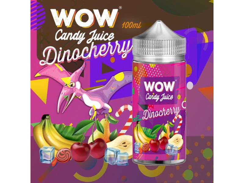 Wow Candy Juice Dinocherry 100ml e-liquide cerise banane poire