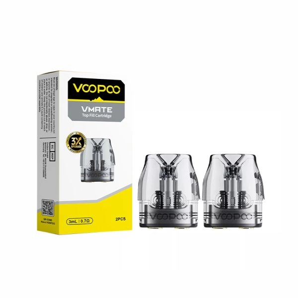 Cartouches VMate V3 Voopoo 3 ml en pack de 2 pour vape MTL, RDL et DL léger.