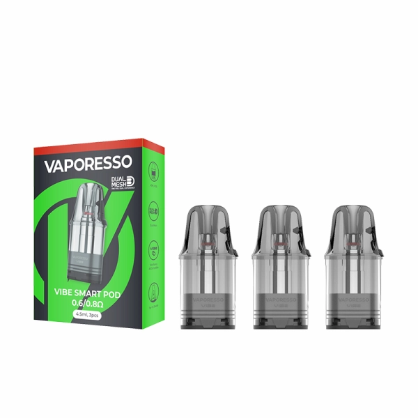 Cartouches Vibe Dual Mesh Smart Vaporesso 4,5 ml en pack de 3 pour vape MTL et RDL.
