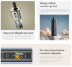 Pod Fluffi Pro Aspire avec batterie 2800 mAh et puissance réglable.