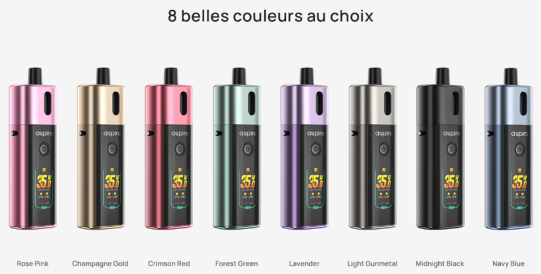Pod Fluffi Pro Aspire avec batterie 2800 mAh et puissance réglable.