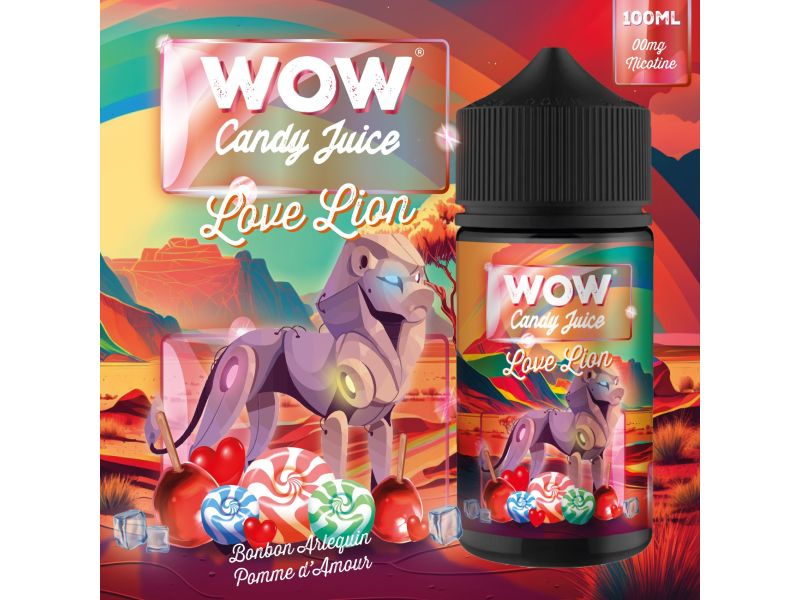 Wow Candy Juice Love Lion 100ml e-liquide bonbon arlequin pomme d’amour