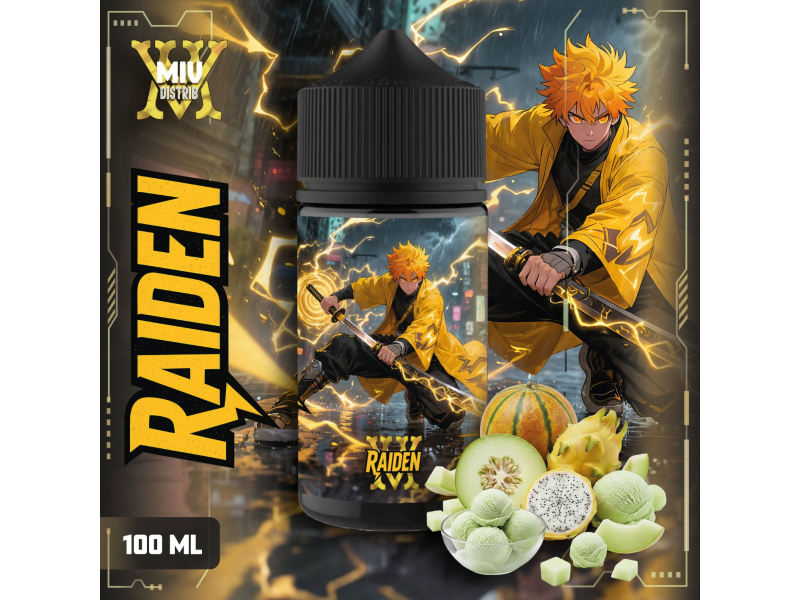 Miv Distrib Raiden 100ml e-liquide pitaya jaune melon Kajari fraise glacée