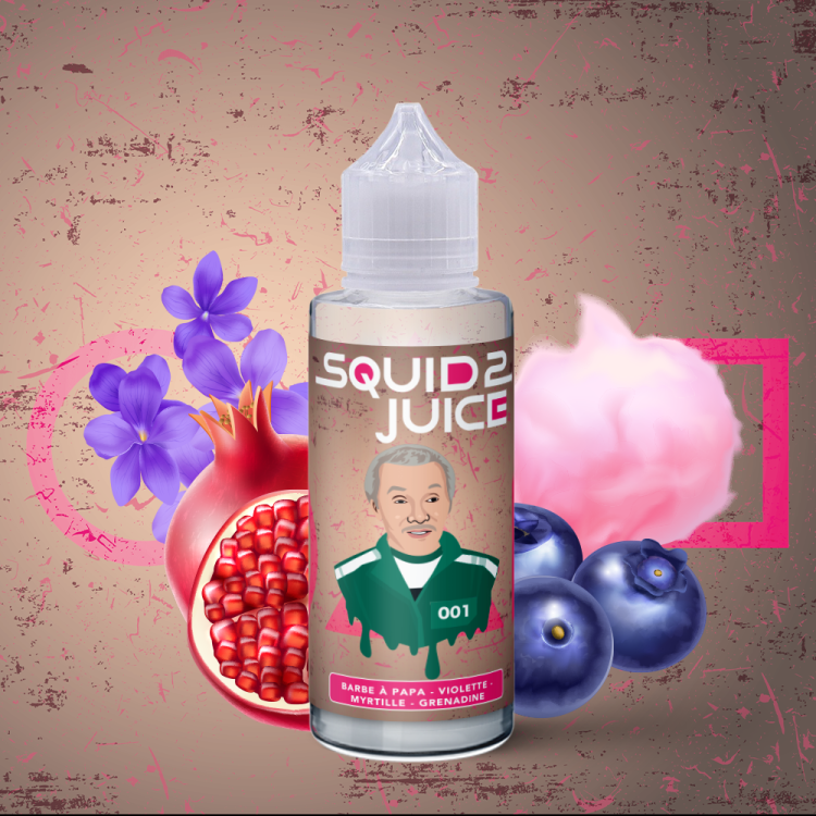 001 100ml e-liquide barbe à papa violette myrtille grenadine