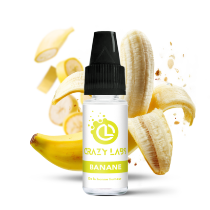 Flacon de e-liquide Banane 10ml de la marque Crazy Labs