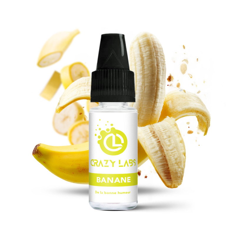 Flacon de e-liquide Banane 10ml de la marque Crazy Labs