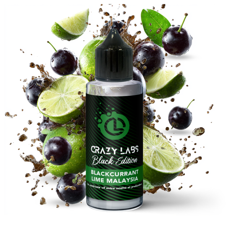 E-liquide Blackcurrant Lime (Cassis Citron Vert) 100ml - Crazy Labs Black Edition (Malaysia)