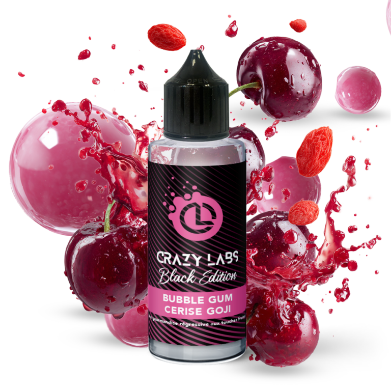 E-liquide Bubblegum Cerise Goji 100ml (Flacon 140ml) - Crazy Labs Black Edition