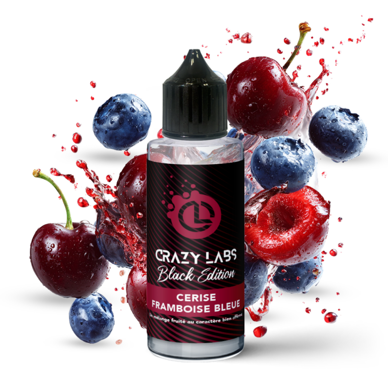 E-liquide Cerise Framboise Bleue 100ml (Flacon 140ml) - Crazy Labs Black Edition