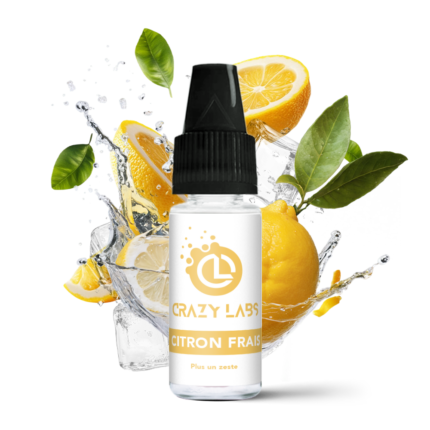 Flacon de e-liquide Citron Frais 10ml de la marque Crazy Labs