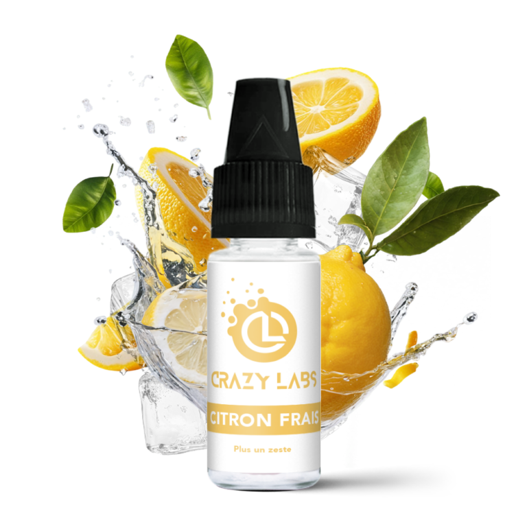 Flacon de e-liquide Citron Frais 10ml de la marque Crazy Labs