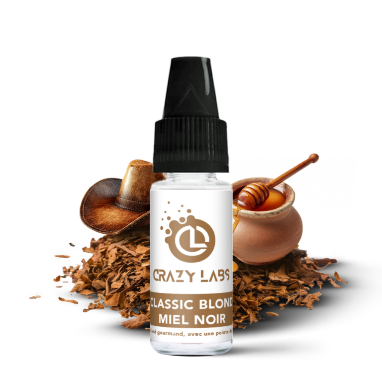 Flacon de e-liquide Classic Blond Miel Noir 10ml de la marque Crazy Labs