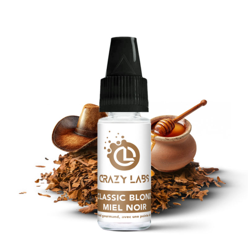 Flacon de e-liquide Classic Blond Miel Noir 10ml de la marque Crazy Labs