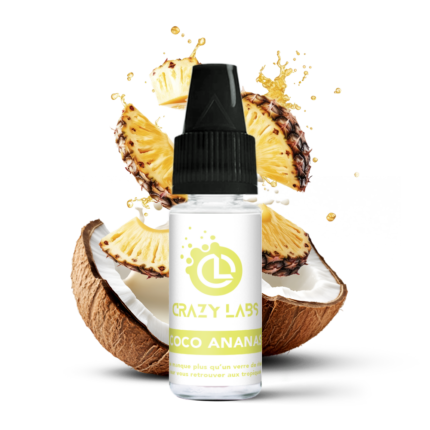 Flacon de e-liquide Coco Ananas 10ml de la marque Crazy Labs