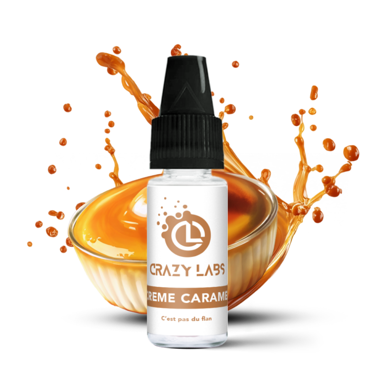 Flacon de e-liquide Crème Caramel 10ml de la marque Crazy Labs