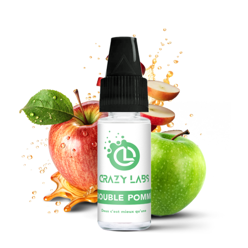 Flacon de e-liquide Double Pomme 10ml de la marque Crazy Labs