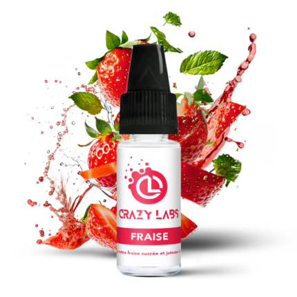 Flacon de e-liquide Fraise 10ml de la marque Crazy Labs