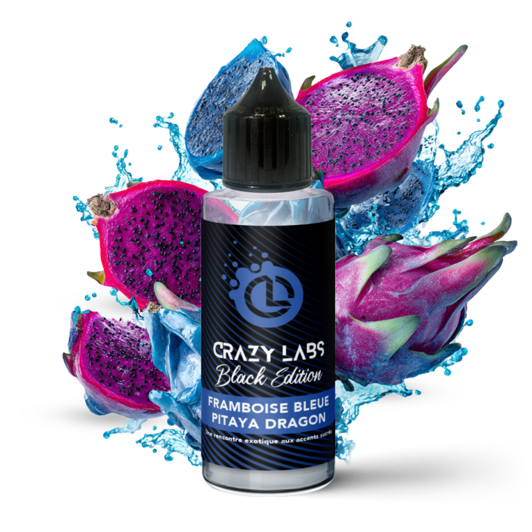 E-liquide Framboise Bleue Pitaya 100ml (Flacon 140ml) - Crazy Labs Black Edition