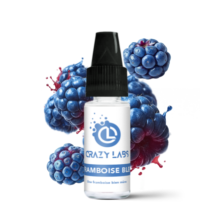 Flacon de e-liquide Framboise Bleue 10ml de la marque Crazy Labs