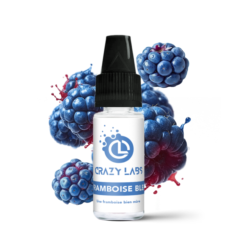 Flacon de e-liquide Framboise Bleue 10ml de la marque Crazy Labs