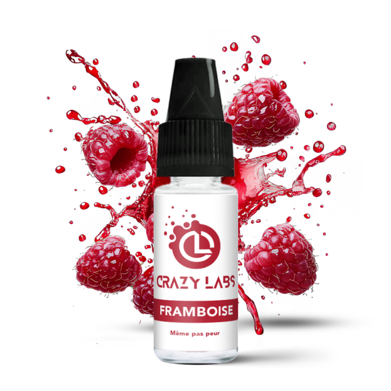 Flacon de e-liquide Framboise 10ml de la marque Crazy Labs