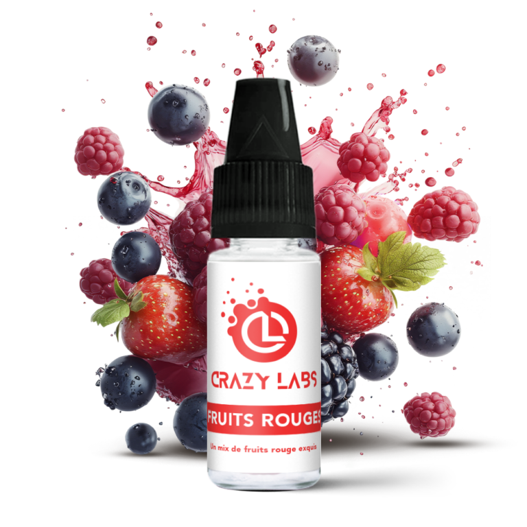 Flacon de e-liquide Fruits Rouges 10ml de la marque Crazy Labs