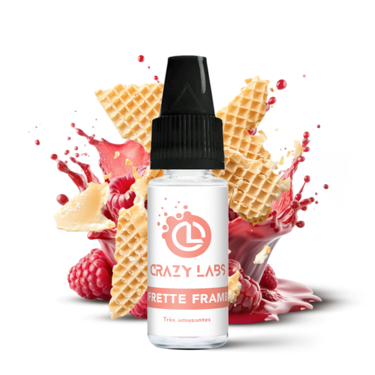 Flacon de e-liquide Gaufrette Framboise 10ml de la marque Crazy Labs