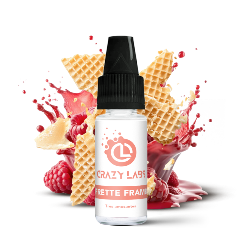 Flacon de e-liquide Gaufrette Framboise 10ml de la marque Crazy Labs