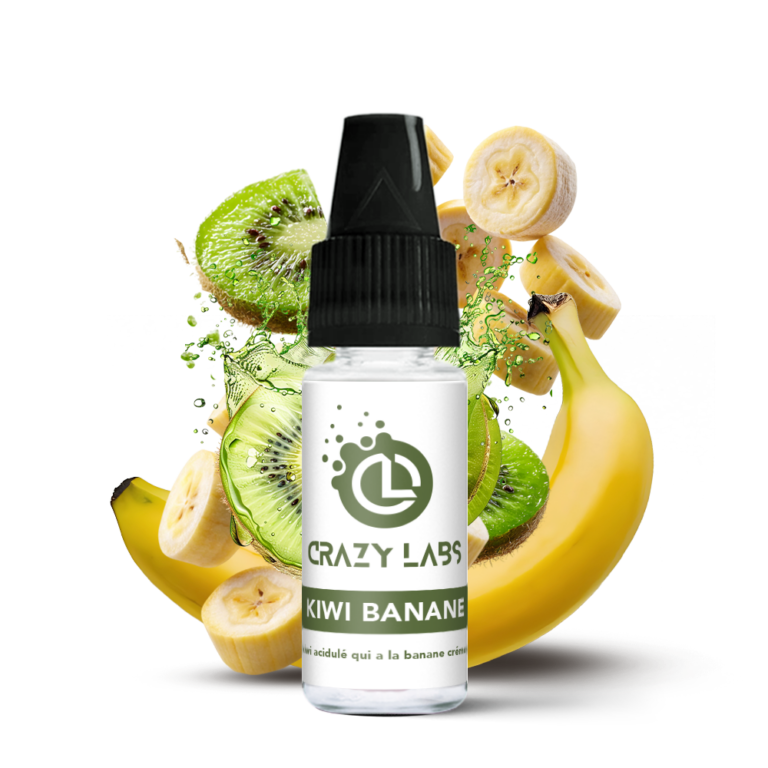 Flacon de e-liquide Kiwi Banane 10ml de la marque Crazy Labs