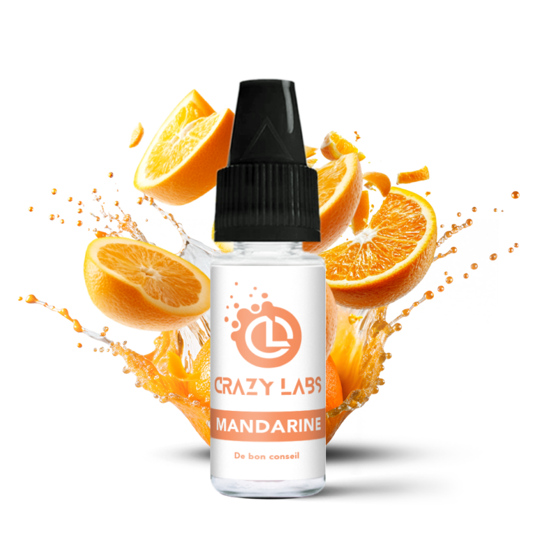 Flacon de e-liquide Mandarine 10ml de la marque Crazy Labs