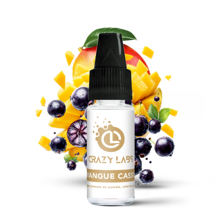 Flacon de e-liquide Mangue Cassis 10ml de la marque Crazy Labs