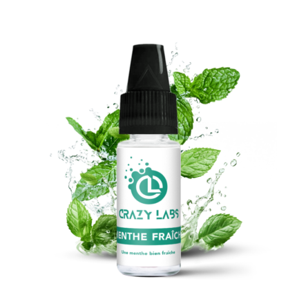 Flacon de e-liquide Menthe Fraîche 10ml de la marque Crazy Labs