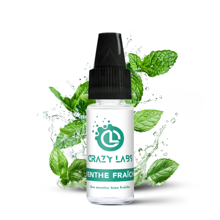 Flacon de e-liquide Menthe Fraîche 10ml de la marque Crazy Labs