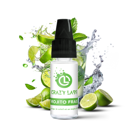 Flacon de e-liquide Mojito Frais 10ml de la marque Crazy Labs