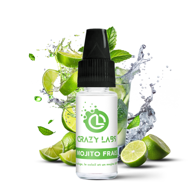 Flacon de e-liquide Mojito Frais 10ml de la marque Crazy Labs