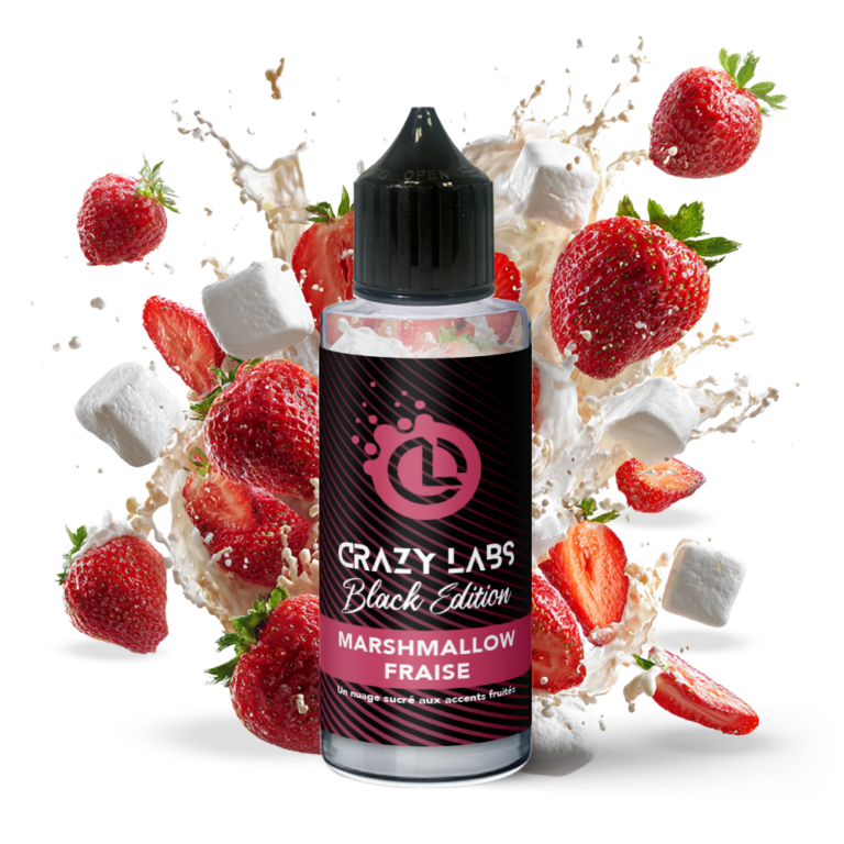 E-liquide Marshmallow Fraise 100ml (Flacon 140ml) - Crazy Labs Black Edition