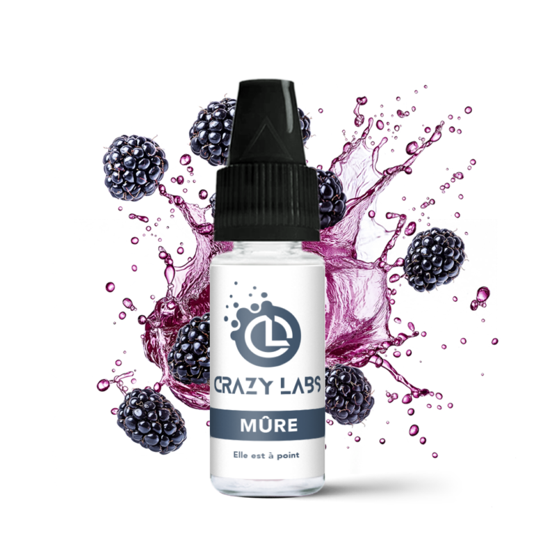 Flacon de e-liquide Mûre 10ml de la marque Crazy Labs