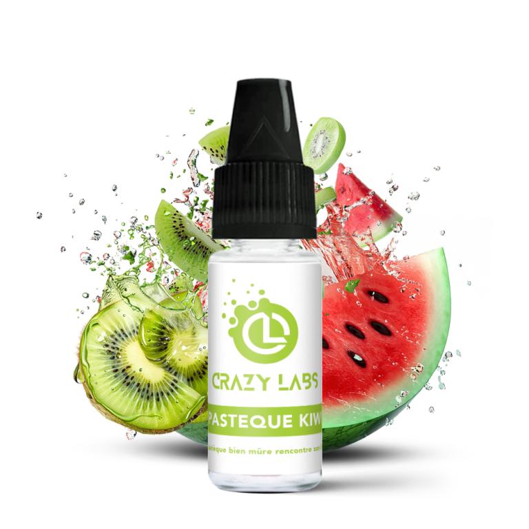 Flacon de e-liquide Pastéque Kiwi 10ml de la marque Crazy Labs