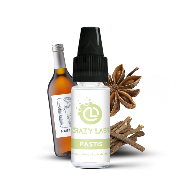 Flacon de e-liquide Pastis 10ml de la marque Crazy Labs