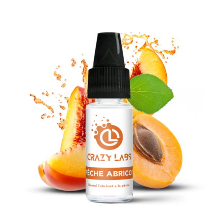 Flacon de e-liquide Pêche Abricot 10ml de la marque Crazy Labs