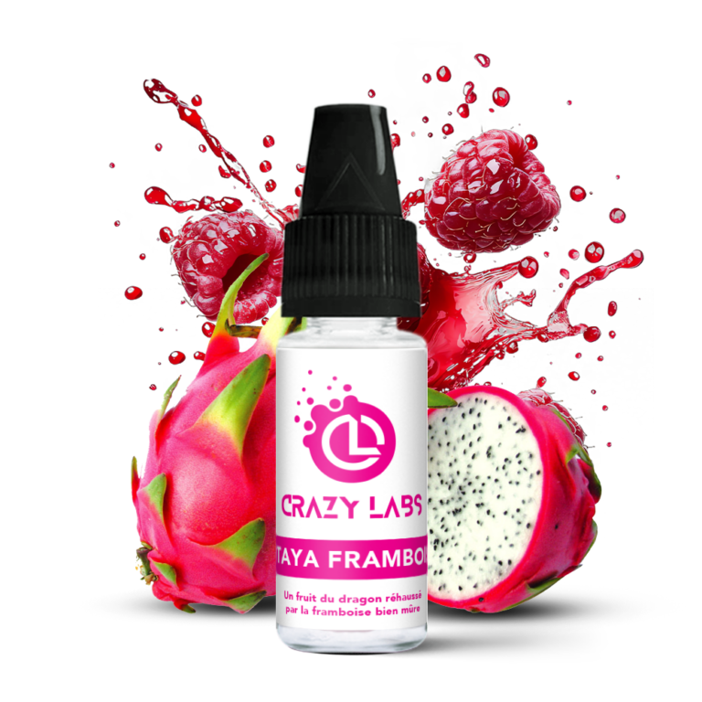 Flacon de e-liquide Pitaya Framboise 10ml de la marque Crazy Labs