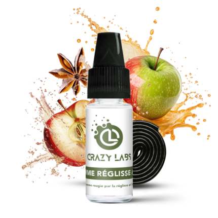 Flacon de e-liquide Pomme Réglisse Anis 10ml de la marque Crazy Labs
