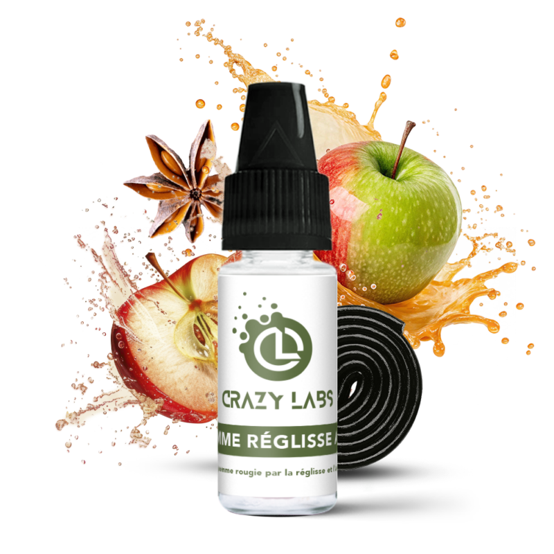 Flacon de e-liquide Pomme Réglisse Anis 10ml de la marque Crazy Labs