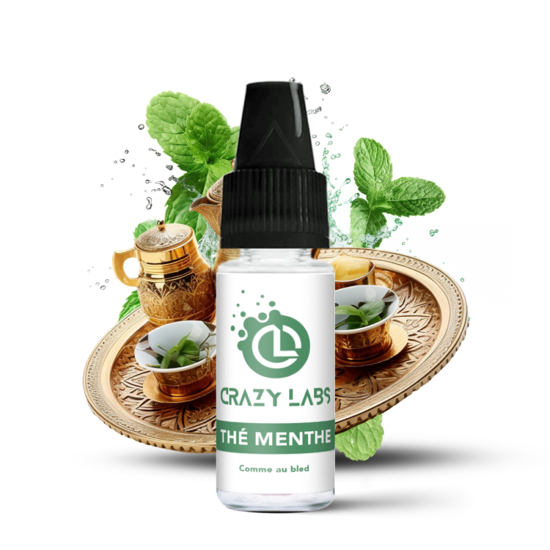 Flacon de e-liquide Thé Menthe 10ml de la marque Crazy Labs