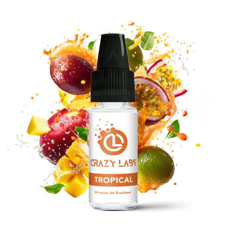 Flacon de e-liquide Tropical 10ml de la marque Crazy Labs