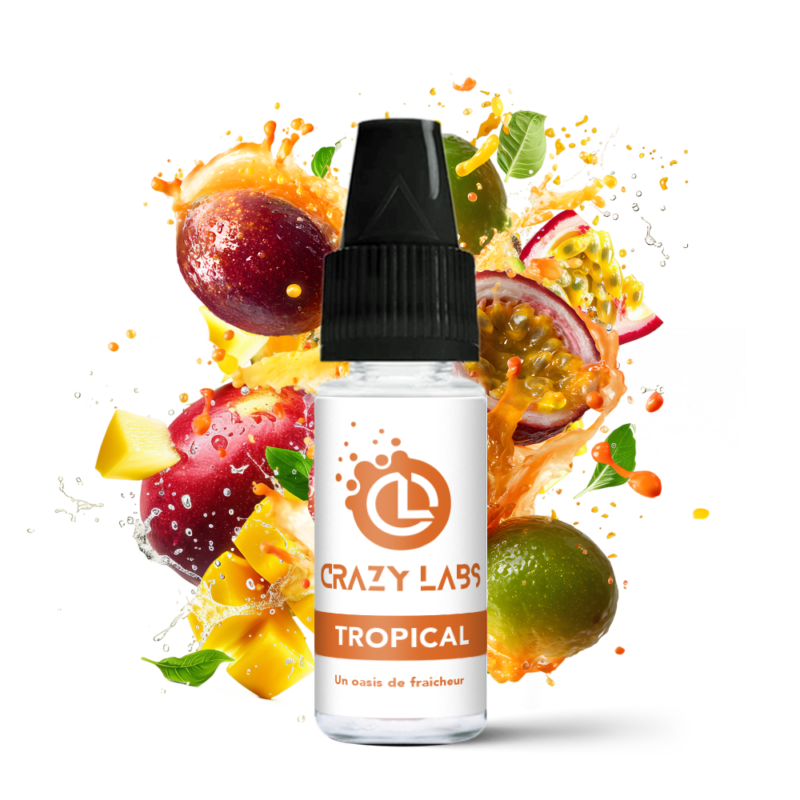 Flacon de e-liquide Tropical 10ml de la marque Crazy Labs