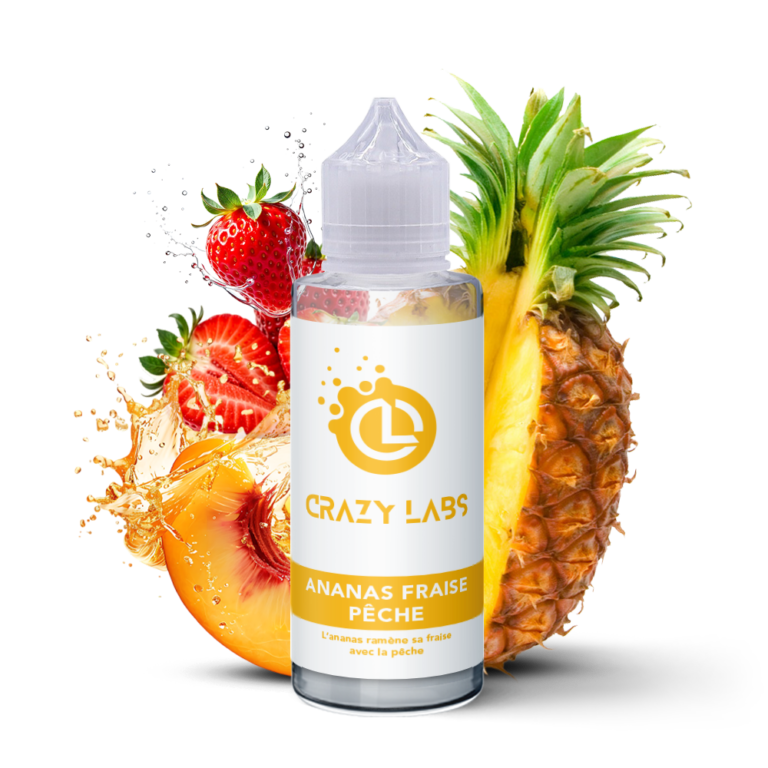 E-liquide Ananas Fraise Pêche 100ml (Flacon 140ml) - Crazy Labs
